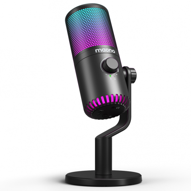 Maono DM30RGB, конденсаторный USB микрофон, частота дискретизации 24bit/48kHz, черный
