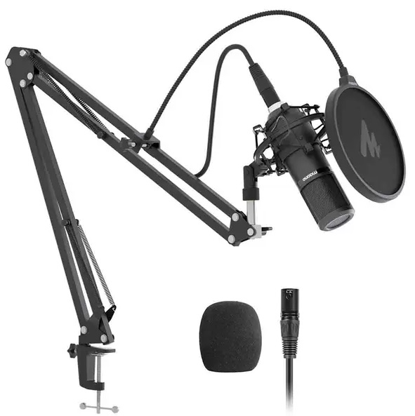 Maono AU-PM320S микрофон конденсаторный кардиоидный. Пантограф, держатель, поп-фильтр, ветрозащита