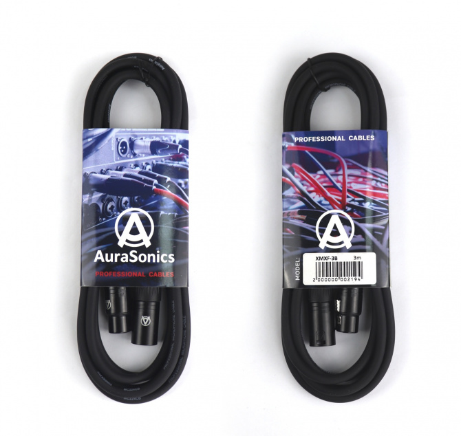 AuraSonics XMXF-3B кабель микрофонный XLR(F)-XLR(M) 3м, черный, до 50 В